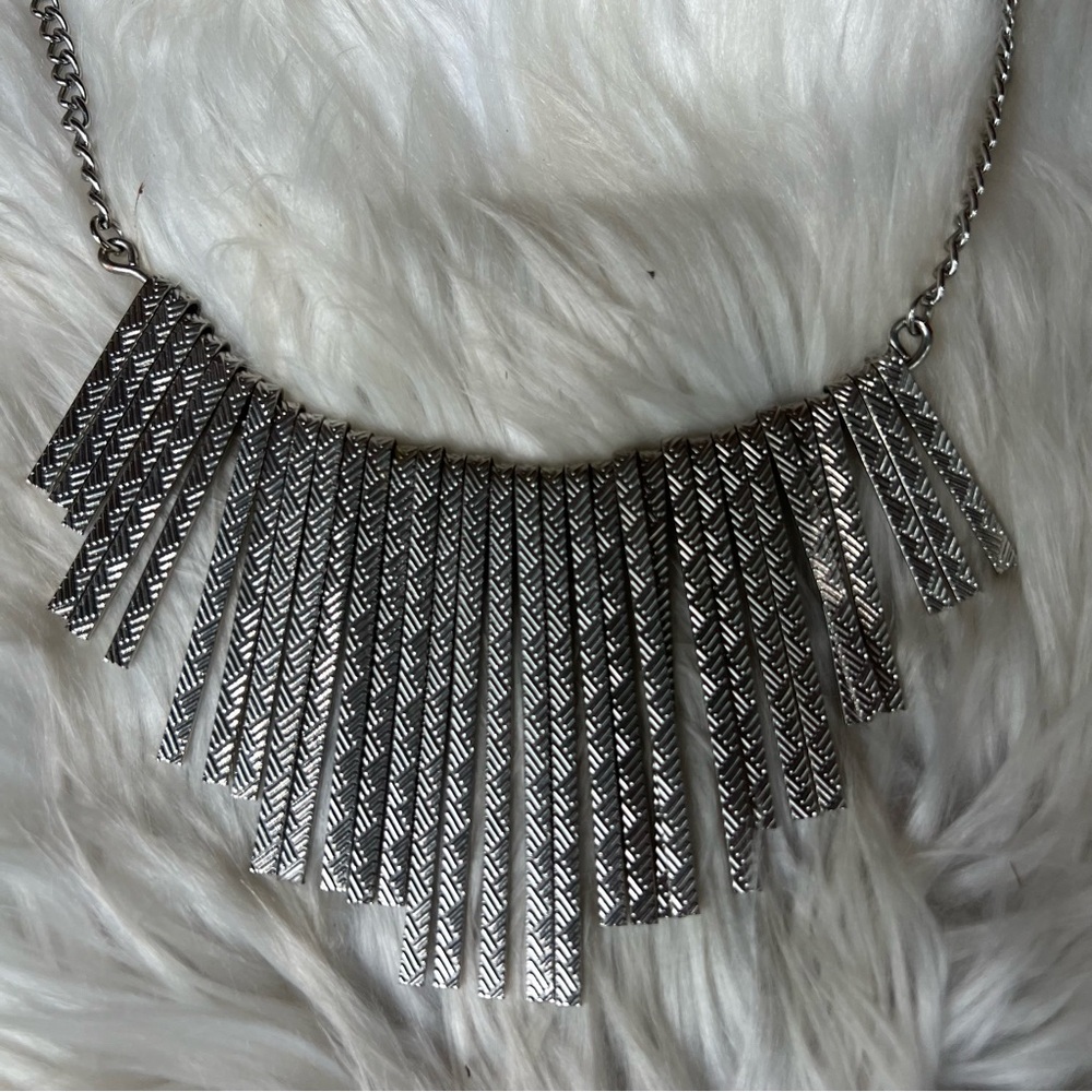 Silver Metal Silver Stranded Statement Necklace - image 2